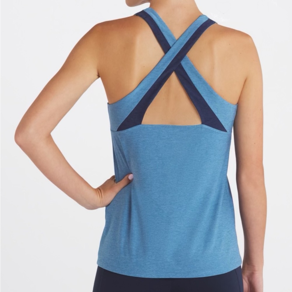 We Wander StitchFix WeFlex Gabbi Cross-Back Top, Blue, Size XL